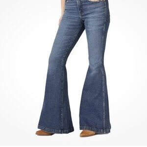 Wrangler High Rise Retro Jeans Wide Flare Bell Bottoms Womens 27x36 Cowgirl Chic